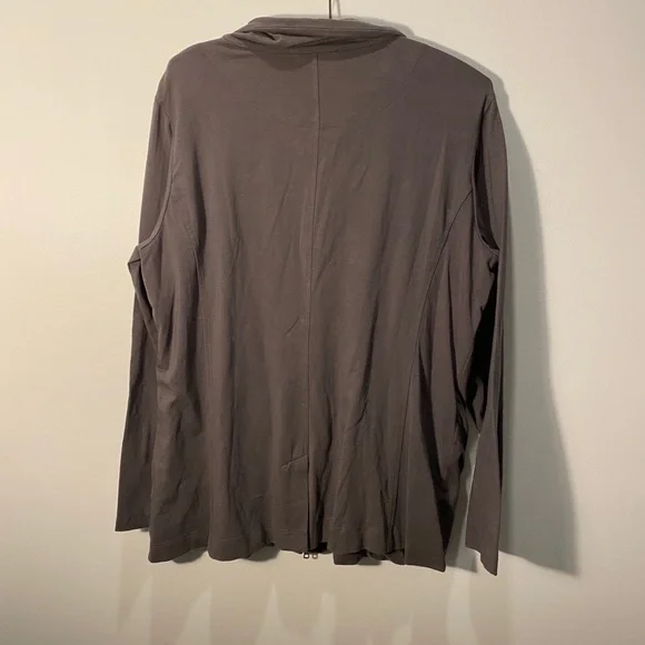 Eileen fisher women sustainable organic cotton funnel neck jacket sz L gray - Picture 4 of 9